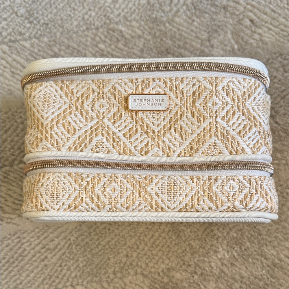 Stephanie Johnson BRAND NEW Tan and Cream Travel Case. (Original price $94) - Picture 3 of 12
